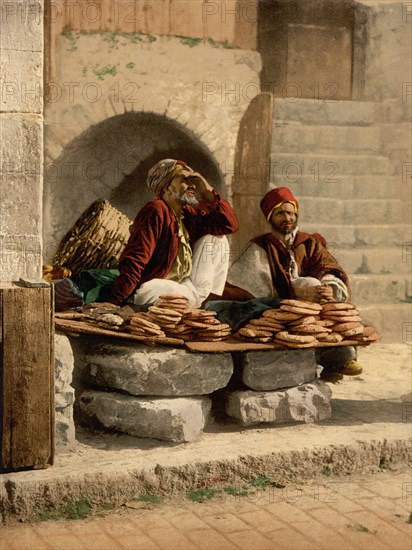 Bread Sellers, Jerusalem, Holy Land, Photochrome Print, Detroit Publishing Company, 1900
