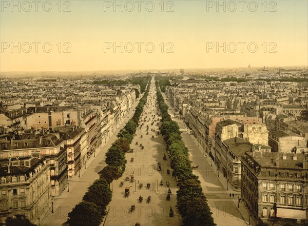 Champs Elysees, Paris, France, Photochrome Print, Detroit Publishing Company, 1900