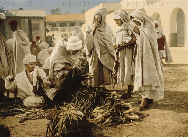 Market, Biskra, Algeria, Photochrome Print, Detroit Publishing Company, 1899