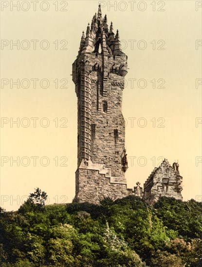 Wallace Monument, Stirling, Scotland, Photochrome Print, Detroit Publishing Company, 1900