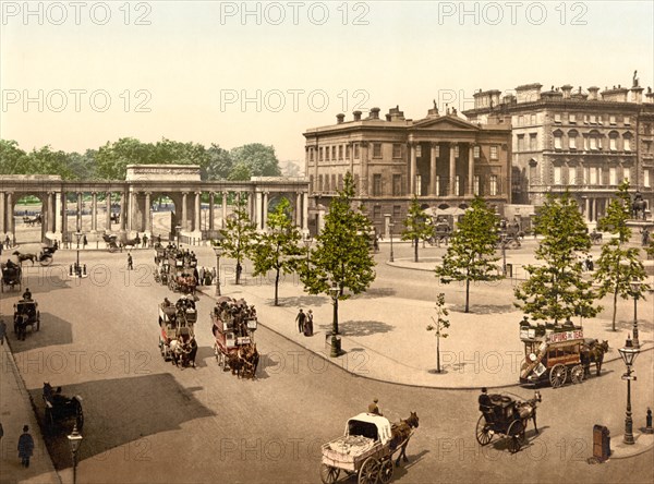Hyde Park Corner, London, England, UK, Photochrome Print, Detroit Publishing Company, 1900