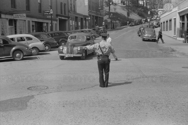 Traffic Cop, Brattleboro, Vermont, USA, Jack Delano for Farm Security Administration, August 1941