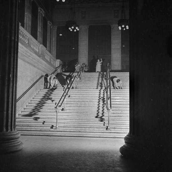 Scrubwomen at Work after Midnight, Union Station, Chicago, Illinois, USA, Jack Delano for Office of War Information, January 1943