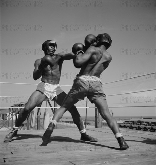 Boxing Match, Part of Physical Training Program, Air Service Command, Daniel Field, Georgia, USA, Jack Delano for Office of War Information, July 1943