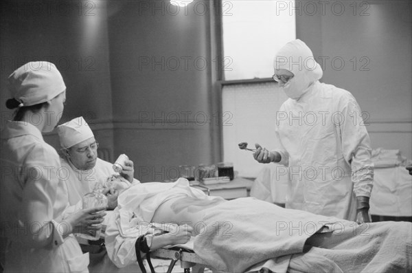 Patient Being Prepared for Operation, Herring Hospital, Herrin, Illinois, USA, Arthur Rothstein for Farm Security Administration, January 1939