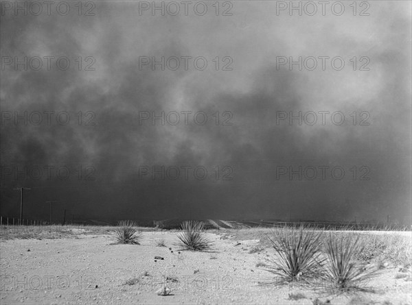 Heavy Black Clouds of Dust Rising over Texas Panhandle, Texas, USA, Arthur Rothstein for Farm Security Administration, March, 1936