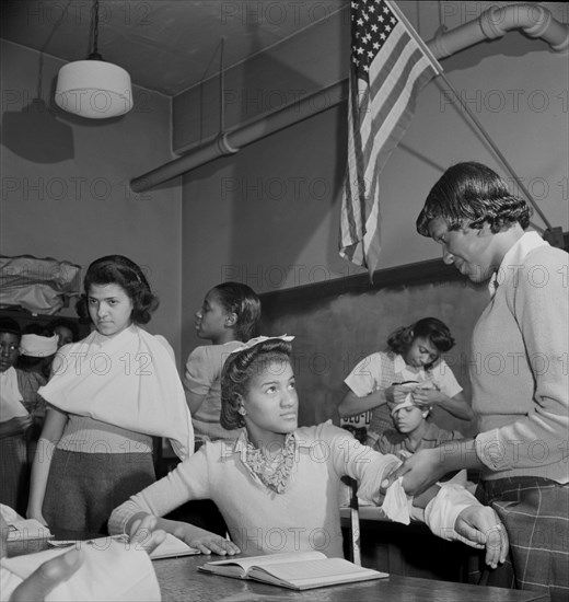 Students in First Aid Class, Banneker Junior High School, Washington DC, USA, Marjorie Collins for Farm Security Administration, March 1942