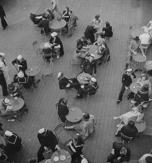 Sailors at the Mall Restaurant on Sunday, Central Park, New York City, New York, USA, Marjorie Collins for Office of War Information, August 1942