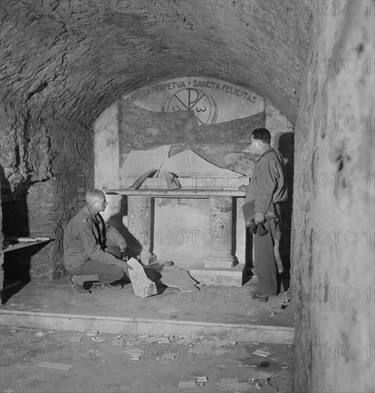 American Army Chaplains Inspecting Ruins of Roman Arena Where Christian Martyrs were Thrown to Lions, Carthage, Tunisia, Marjorie Collins for Office of War Information, June 1943