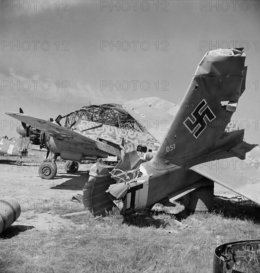 Wrecked German Airplanes, El Aouiana Airport, Tunis, Tunisia, Marjorie Collins for Office of War Information, June 1943