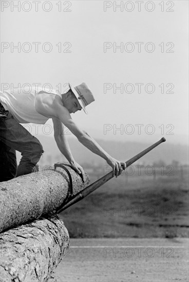 Lumber Mill Worker, Lowell, Vermont, USA, Arthur Rothstein for Farm Security Administration (FSA), September 1937