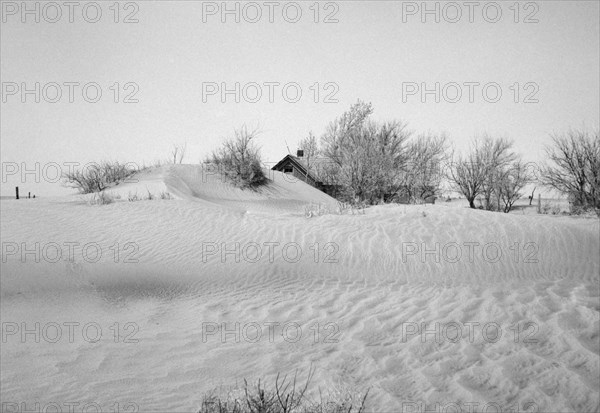 Uninhabitable Farm due to Severe Wind Erosion, Cimarron County, Oklahoma, USA, Arthur Rothstein for Farm Security Administration (FSA), April 1936