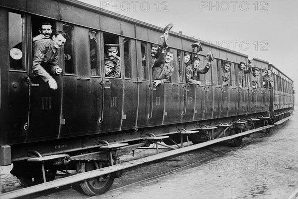 British Troops on Train, France, Bain News Service, 1915