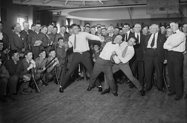 Jack Dempsey, Harry Houdini and Benny Leonard Spar at Publicity Event, Bain News Service, 1920