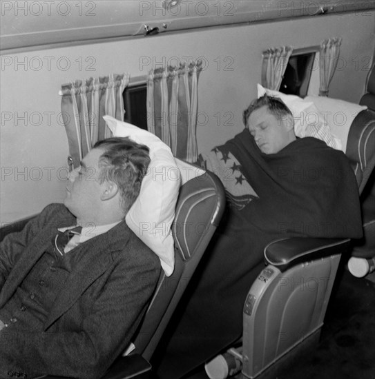 Passengers Sleeping on United Airlines Flight from San Francisco to New York, USA, John Collier for Office of War Information, December 1941