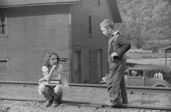 Two Miners' Children on Way Home from School, Omar, West Virginia, USA, Marion Post Wolcott for Farm Security Administration, September 1938