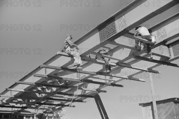 Construction Workers Building New Bridge, Tygart Valley Homesteads, West Virginia, USA, Marion Post Wolcott for Farm Security Administration, September 1938