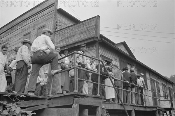 Coal Mine Employees Waiting to be Paid, Osage, West Virginia, USA, Marion Post Wolcott for Farm Security Administration, September 1938