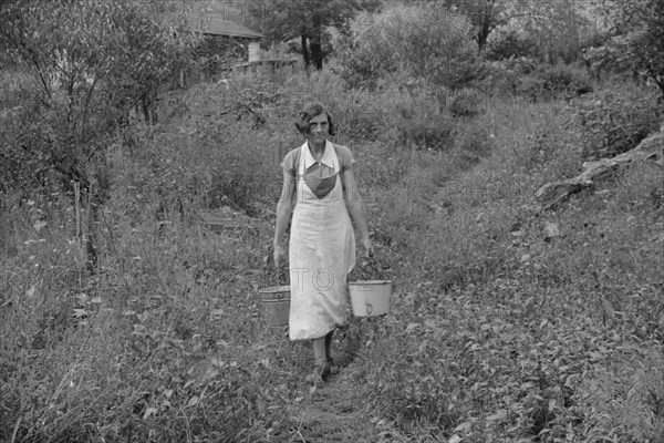 Coal Miner's Wife Carrying Water Home from the Hill, Bertha Hill, West Virginia, USA, Marion Post Wolcott for Farm Security Administration, September 1938