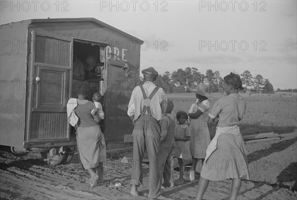 Rolling Store Selling Goods in Rural Community, near Montezuma, Georgia, USA, Close-Up, Marion Post Wolcott for Farm Security Administration, May 1939