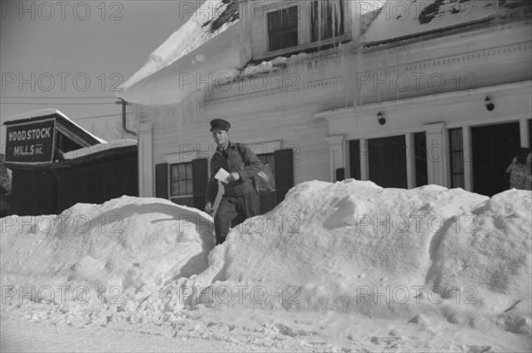 Mailman Delivering Mail after Heavy Snowfall, Woodstock, Vermont, USA, Marion Post Wolcott for Farm Security Administration, March 1940