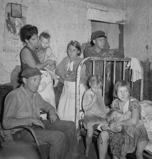 Coal Miner with Wife and Children at Home, Scott's Run, West Virginia, USA, Marion Post Wolcott for Farm Security Administration, September 1938