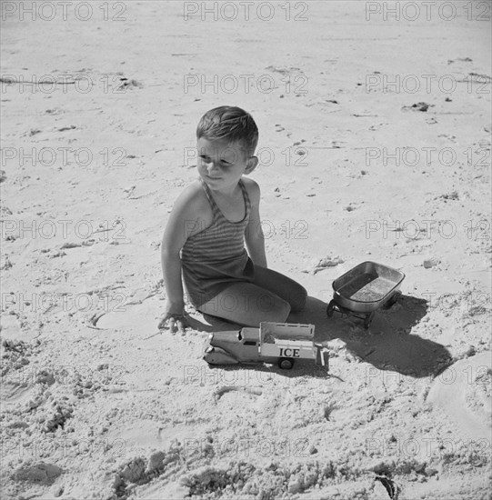 Young Boy Playing on Beach, Sarasota, Florida, USA, Marion Post Wolcott for Farm Security Administration, January 1941