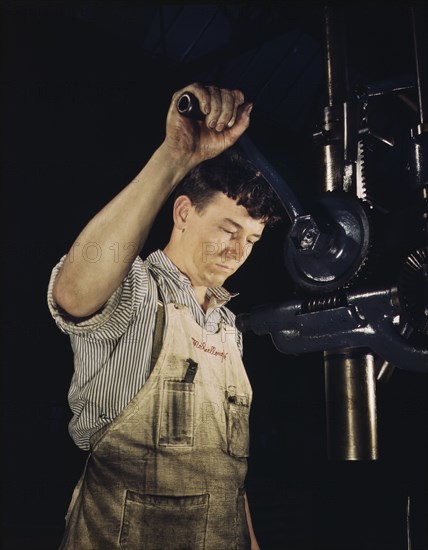 Drill Press Operator, Allegheny Ludlum Steel Corp, Brackenridge, Pennsylvania, USA, Alfred T. Palmer for Office of War Information, 1941