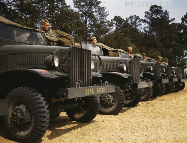 Motor Detachment, Marine Corps Air Station New River, Jacksonville, North Carolina, USA, Alfred T. Palmer for Office of War Information, May 1942