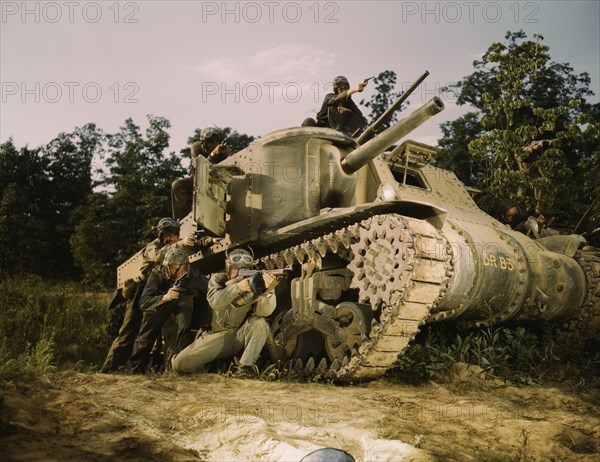 M-3 Tank and Crew using Small Arms, Fort Knox, Kentucky, USA, Alfred T. Palmer for Office of War Information, June 1942