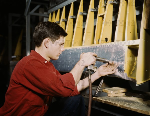 Riveter at Work, Douglas Aircraft Corporation, Long Beach, California, USA, Alfred T. Palmer for Office of War Information, October 1942