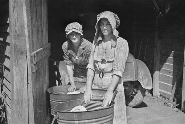 Two Women Washing Clothes, Crabtree Recreational Project, near Raleigh, North Carolina, USA, Carl Mydans for U.S. Resettlement Administration, March 1936