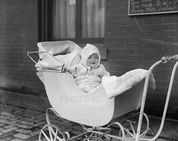 Smiling Baby in Carriage, Washington DC, USA, National Photo Company, 1921