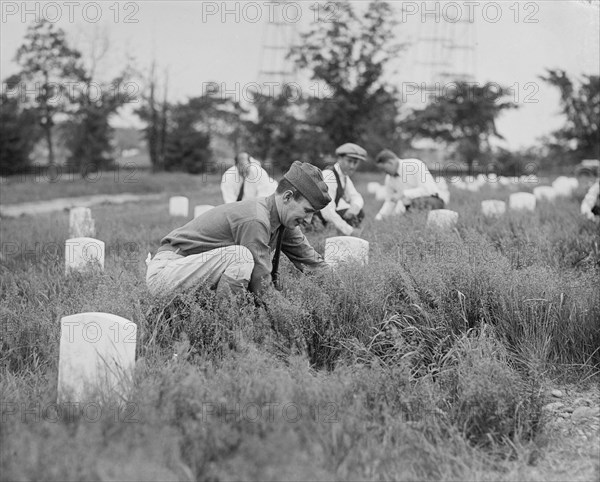 American Legion Members Cleaning up Arlington National Cemetery, Arlington, Virginia, USA, May 1923