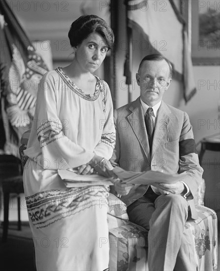 New U.S. President Calvin Coolidge and First Lady Grace Coolidge after death of U.S. President Warren G. Harding, Washington DC, USA, National Photo Company, August 5, 1923