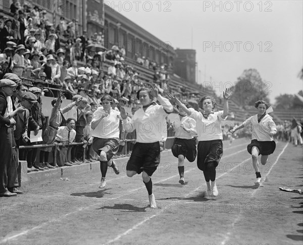 Girls Crossing Finish Line of Running Race, Washington DC, USA, National Photo Company, May 1924