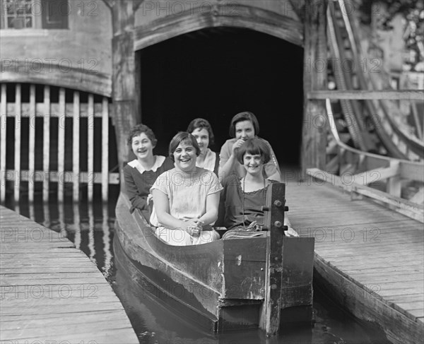 Group of Women from Elks Club on Amusement Park Water Ride, Glen Echo Park, Glen Echo, Maryland, USA, National Photo Company, August 1924