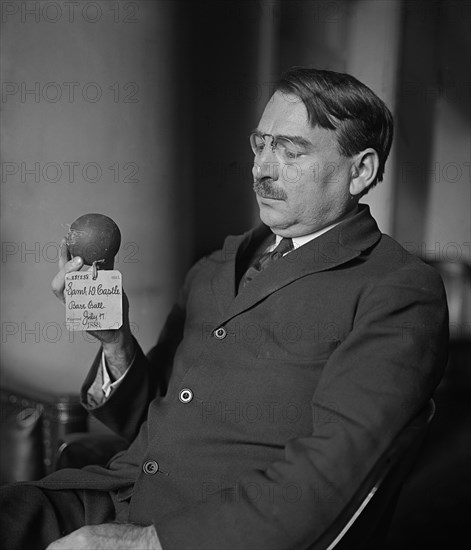 Man Holding Original Baseball Patented in 1883 by Sam D. Castle, Washington DC, USA, National Photo Company, 1925