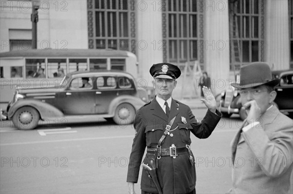 Traffic Cop, Greensboro, North Carolina, USA, John Vachon for Farm Security Administration, April 1938