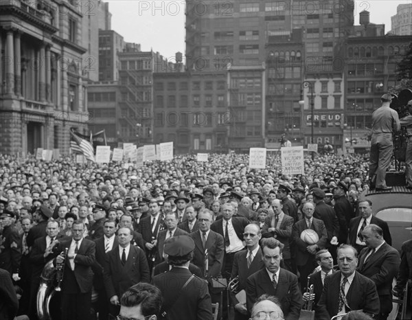 Crowd in Madison Square on D-Day, New York City, New York, USA, Howard R. Hollem for Office of War Information, June 6, 1944