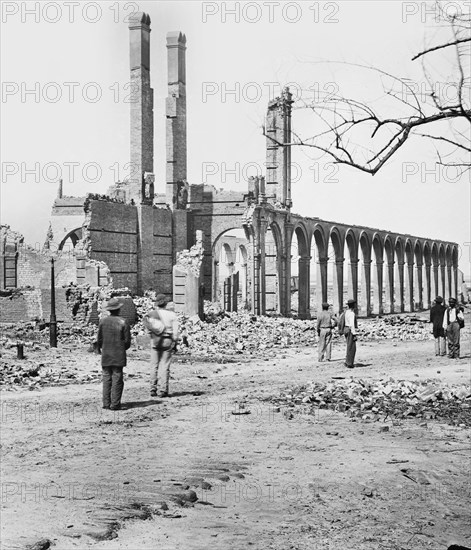 Ruins of North Eastern Railroad Depot, Charleston, South Carolina, by George N. Barnard, April 1865