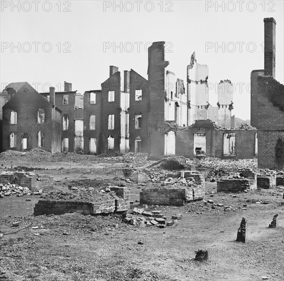 Ruined Buildings in Burnt District, Richmond, Virginia, by George N. Barnard, April 1865