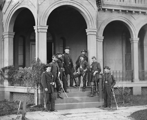 General Edwin V. Sumner and Staff, Warrenton, Virginia, USA, by Alexander Gardner, November 1862