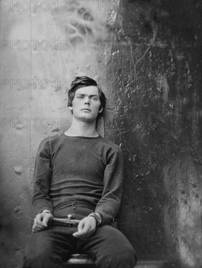 Lewis Powell, also known as Lewis Payne, Attacker of U.S. Secretary of State William H. Seward, and Conspirator in Assassination of U.S. President Abraham Lincoln, Seated and Manacled, Washington Navy Yard, Washington DC, USA, by Alexander Gardner, April 1865