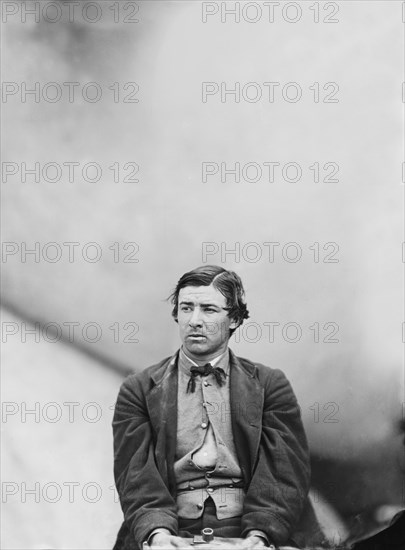 David E. Herold, Conspirator in Assassination of U.S. President Abraham Lincoln, Seated and Manacled, Washington Navy Yard, Washington DC, USA, by Alexander Gardner, April 1865