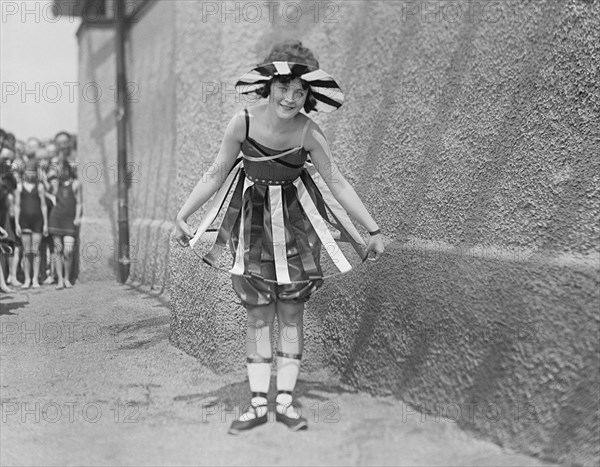 Young Girl at Bathing Beach Parade, Portrait, Washington DC, USA, National Photo Company, July 1919