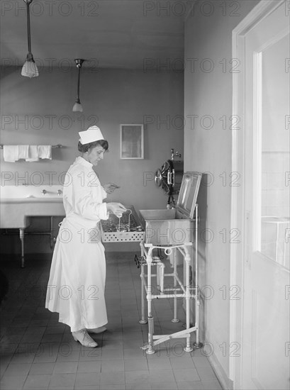 Nurse with Medical Instruments in Hospital, USA, National Photo Company, 1922