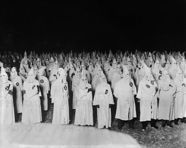Ku Klux Klan Meeting at Night, near Washington DC, USA, National Photo Company, March 1922