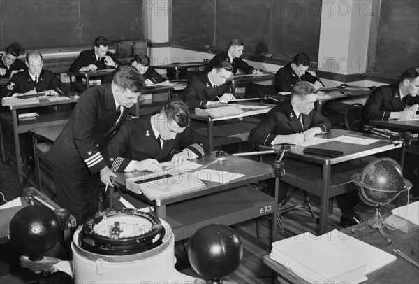 Classroom Instruction, U.S. Naval Academy, Annapolis, Maryland, USA, by Lieutenant Whitman for Office of War Information, July 1942