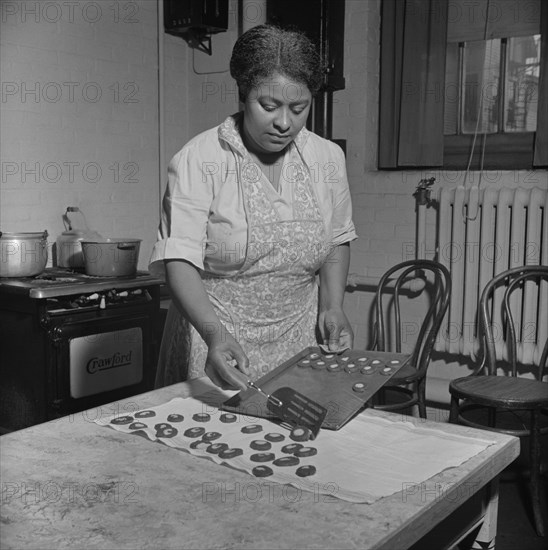 Dietician Baking Cookies at Child Care Center, New Britain, Connecticut, USA, Gordon Parks for Office of War Information, June 1943